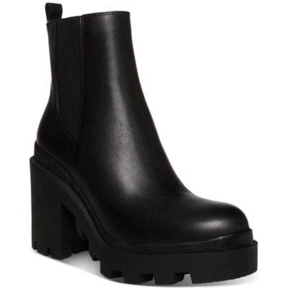 Steve Madden Womens Roxie Leather Block Heel Chelsea Boots, Black Leather 9.5 US - Picture 1 of 1